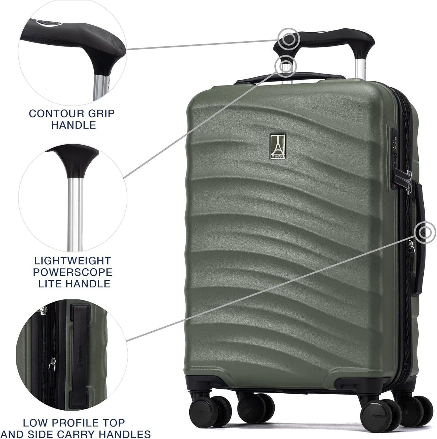 Travelpro Maxlite Air V2 Hardside Expandable Carry on Luggage, 8 Spinner Wheels, Lightweight Hard Shell Suitcase, TSA lock, Slate Green, Compact Carry On 20-Inch