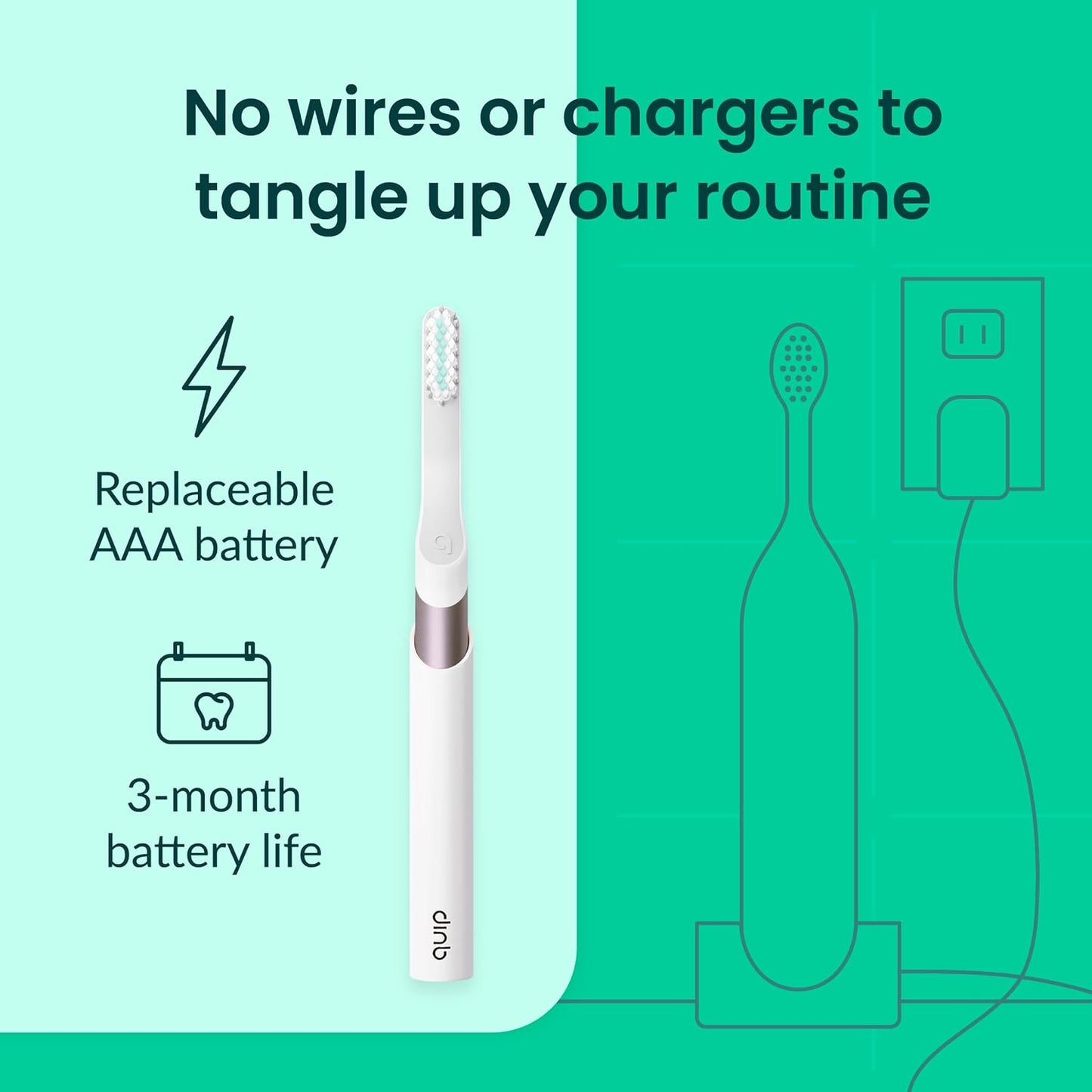 Quip Metal Sonic Toothbrush, Electric Toothbrush for Adults –Time Travel & Soft Bristles with Travel Case & Replaceable Brush Head -3-Month Battery Life - Dusk Plum