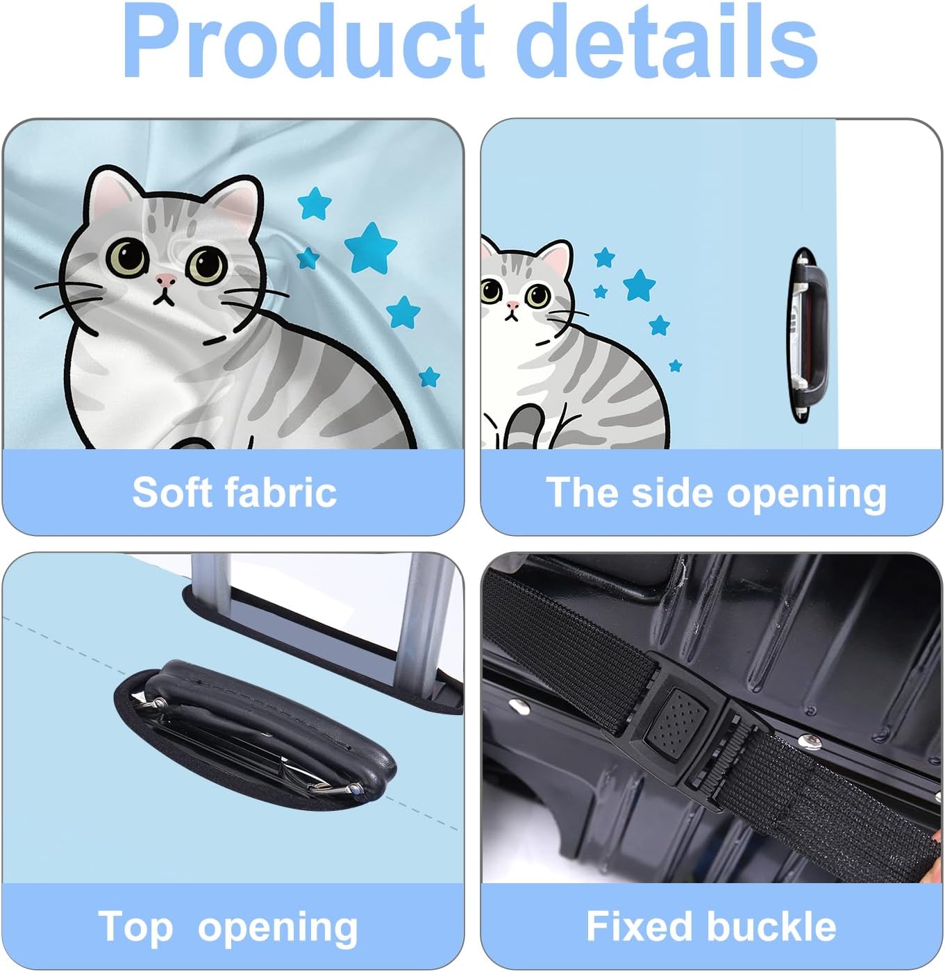 Luggage Cover Washable Suitcase Protector Anti-scratch Suitcase cover Fits 20-34 Inch Luggage (Cat, M(24-26inch suitcase))
