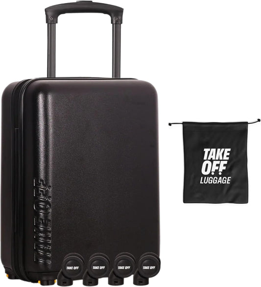 Take OFF Luggage Personal Item 3.0 – 18x14x8 Underseat Carry On with Removable Wheels – TSA Lock, Hardshell Suitcase – Fits Tight Airline Size Rules – No-Fee Lightweight Travel Bag