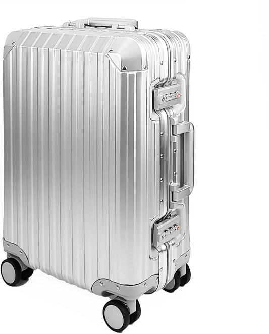 All Aluminum Luggage Suitcase 3 Sizes (20",26",29") TSA Lock Carry On Silver, Gray, Gold, Black with Cover (Silver, 20" Carry on)