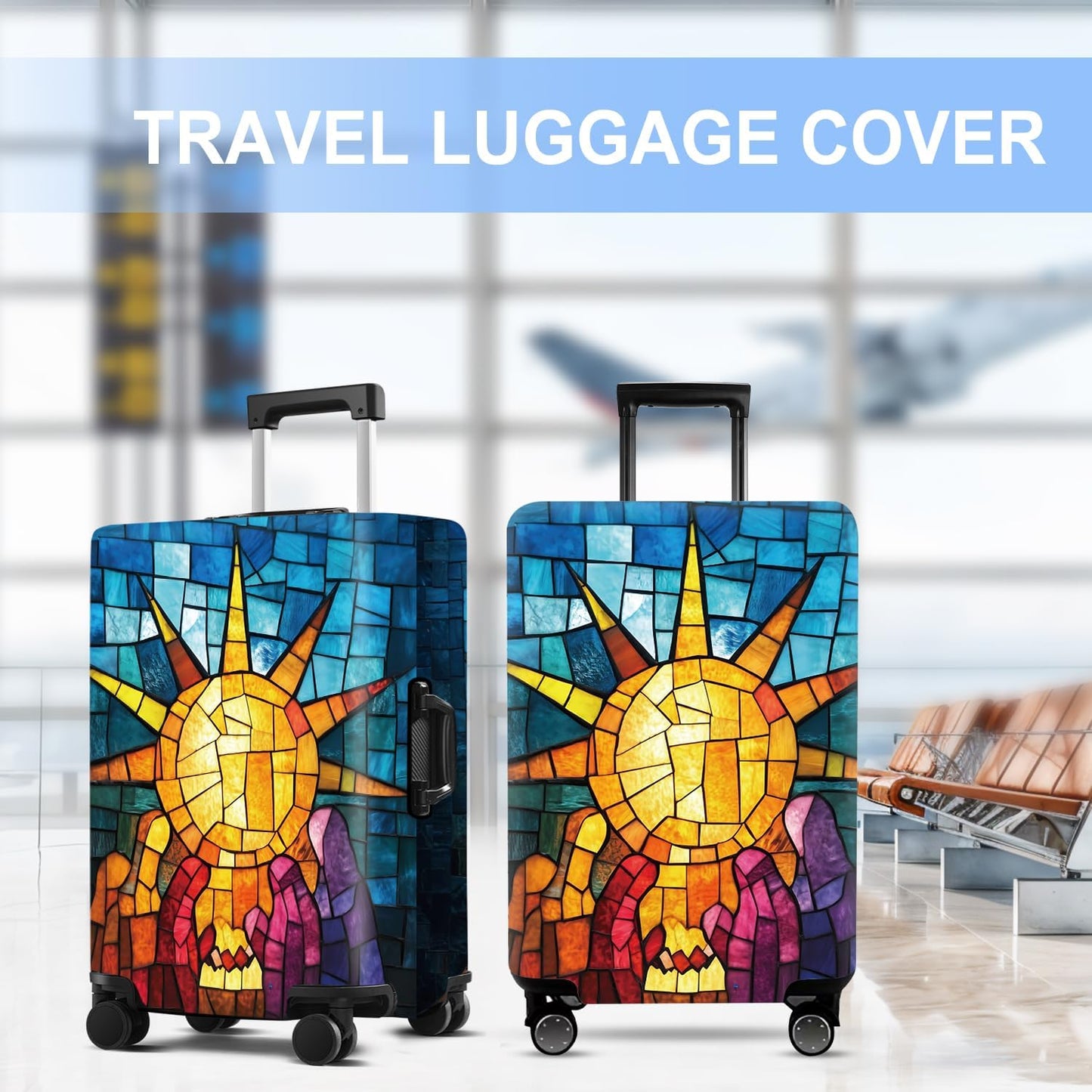 Luggage Cover Washable Suitcase Protector Anti-scratch Suitcase cover Fits 20-34 Inch Luggage (Sun, S(20-22inch suitcase))