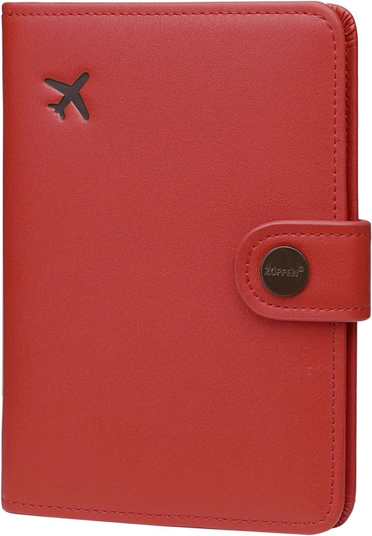 ZOPPEN Passport Holder Women, Passport Cover Travel Wallet Rfid Blocking Passport Wallet Cover Case Travel Essentials Document Organizer, Scarlet Red