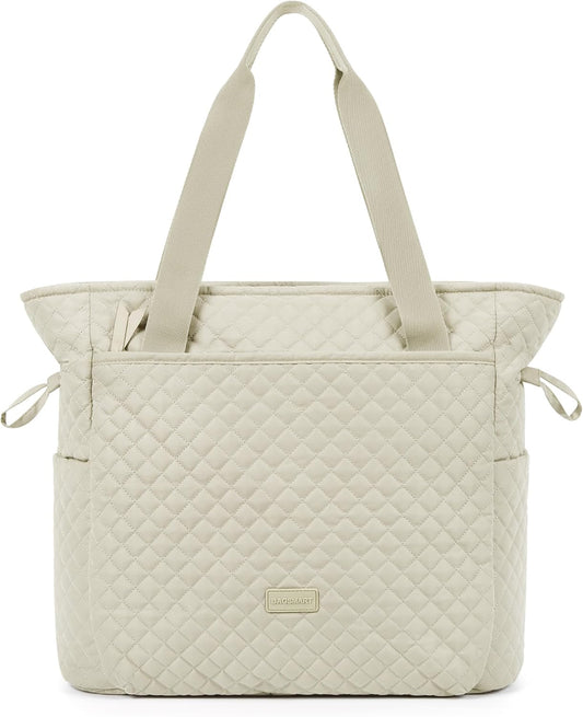 BAGSMART 25L Quilted Tote Bag Large Shoulder Bag with Top Handle for Women, Machine Washable Work Travel Handbag