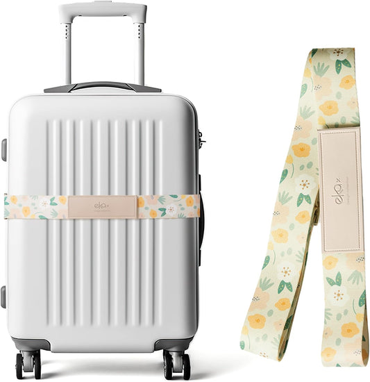 Luggage Straps for Suitcases,Adjustable Luggage Elastic Belt, Travel Essentials for Airport,Station, Vibrant Designs, Floral Garden