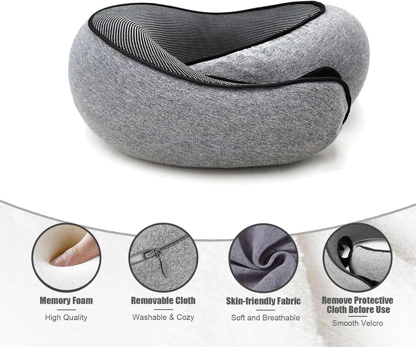 RURING Travel Pillows for Airplanes, Travel Neck Pillow Travel Pillow, Neck Pillow Airplane Memory Foam 360 Degree Support Stowable Pillows for Airplanes Offices and Cars (Pink)