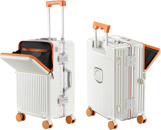 Hard Shell Luggage 26 Inch Travel Luggage, Carry-On Luggage Spinner TSA with Lid, PC+ABS Aluminum Frame，Lightweight Travel Luggage 20'' 24'' 26'' Carry-On (orange, 26 inch)