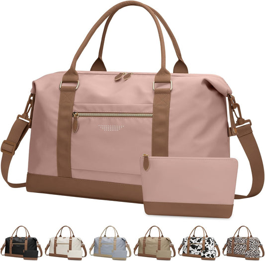 Travel Duffle Bag for Women, Weekender Bags, Hospital Bag for Labor Delivery, Lightweight Tote Duffel Overnight Bag with Luggage Sleeve, Airplane Travel Bags with Toiletry Bag, X-Large,Pink