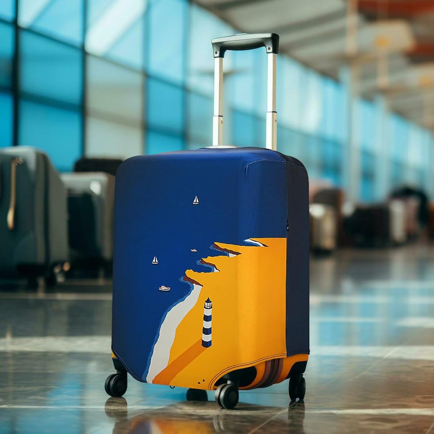 HYPER VENTURE Washable Luggage Cover - Fashion Suitcase Protector Fits 31-32 Inch Luggage (Lighthouse, XL)
