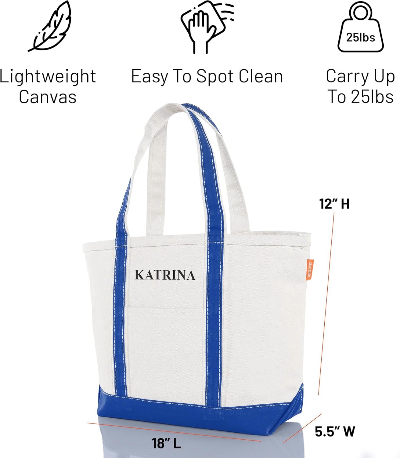 CB STATION Medium Classic Canvas Tote Bag for Women, Top Zipper Closure, Outer Pocket, Daily Essentials, Groceries, Traveling