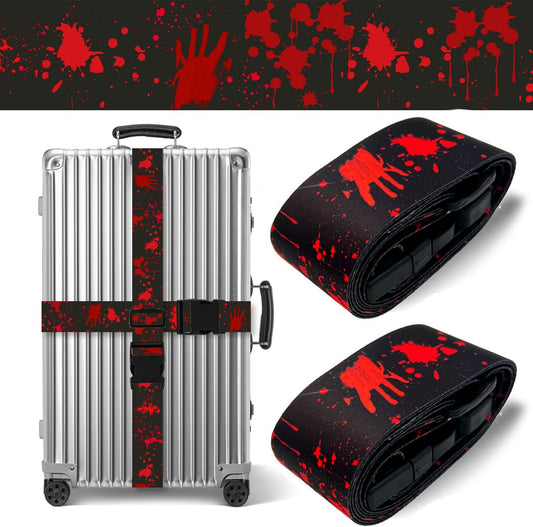 Horror Luggage Straps for Suitcases TSA Approved, Luggage Identifiers for Suitcase, Adjustable Suitcase Strap for Baggage Security with Cute Patten, Travel Necessary Accessories (2 Pack)