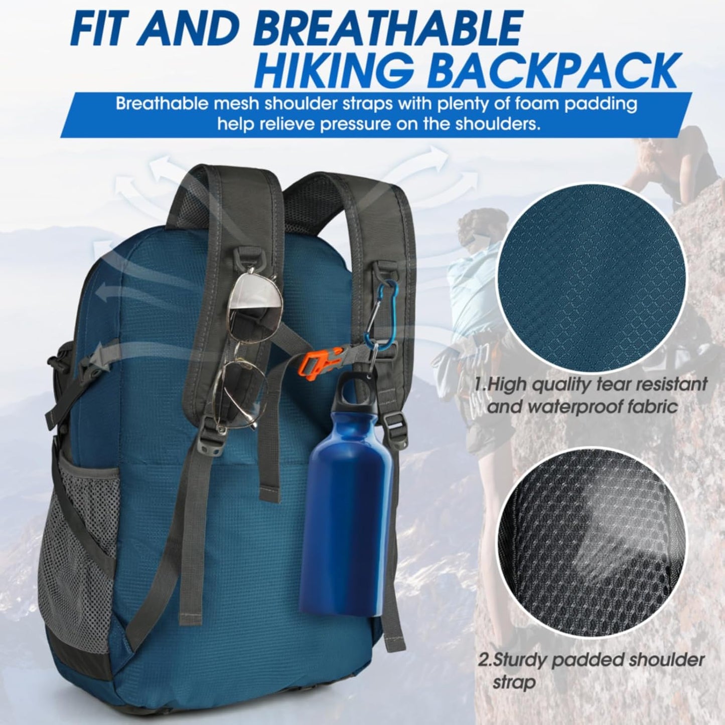 IGOLUMON Hiking Backpack 40L Packable Lightweight Camping Backpack Men Women Waterproof Hiking Daypack Outdoor Travel Daypack