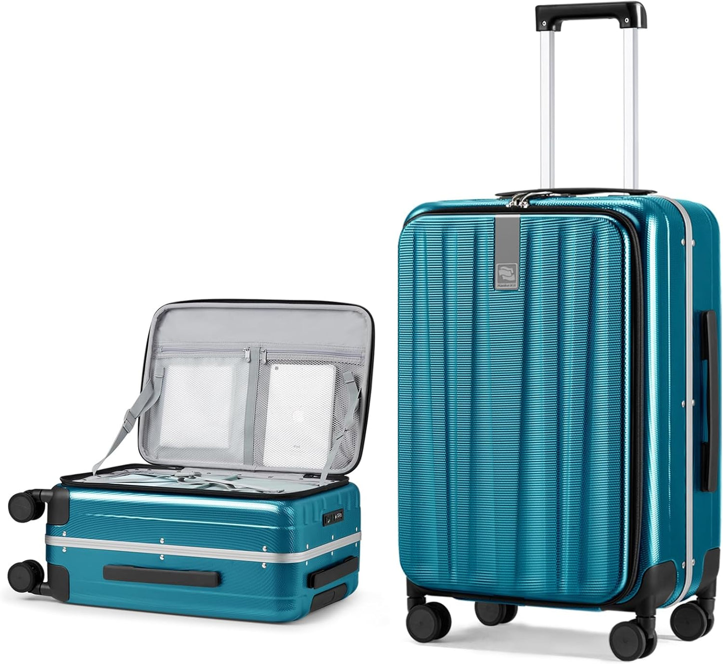 Hanke 26 Inch Large Luggage Suitcase Top Opening Aluminum Frame Tsa Luggage Hard Shell Suitcases with Wheels for Travel Woman Men, Caribbean Blue