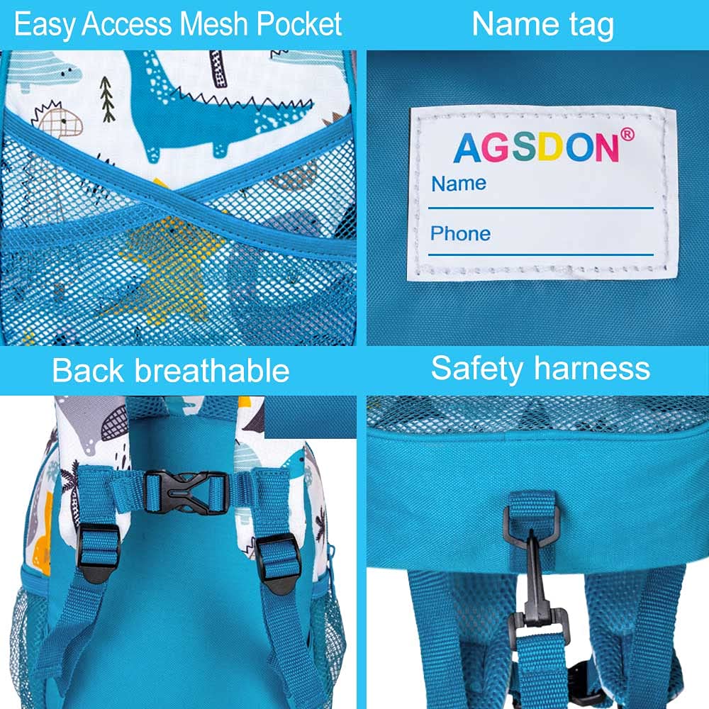 CCJPX Toddler Backpack with Leash, 9.5" Baby Boys Dinosaur Safety Harness Leashes Small Bag