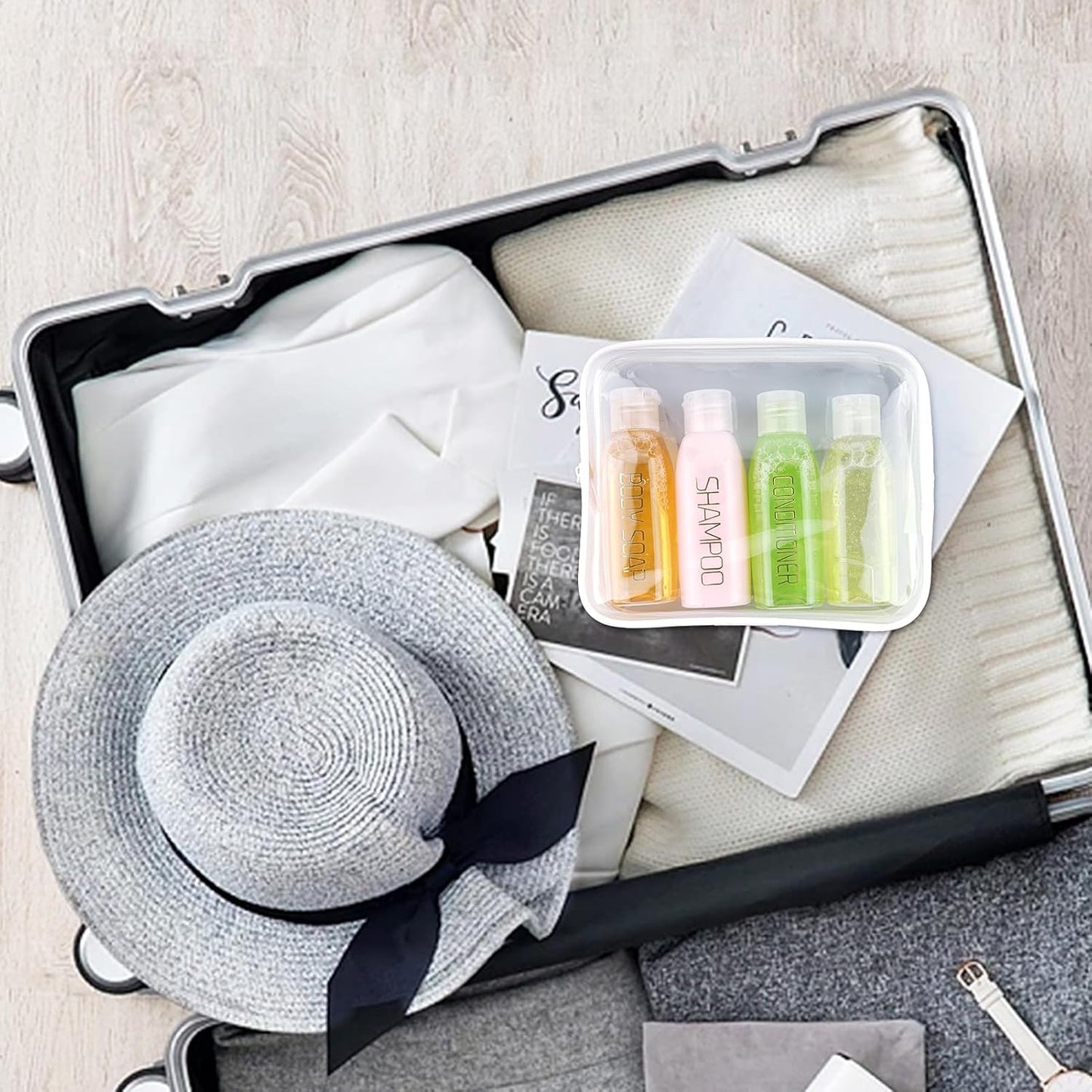 Cosywell Leakproof Squeeze Bottles Travel Kit - 4pc 3.4 oz TSA Approved for Shampoo, Conditioner and Toiletries