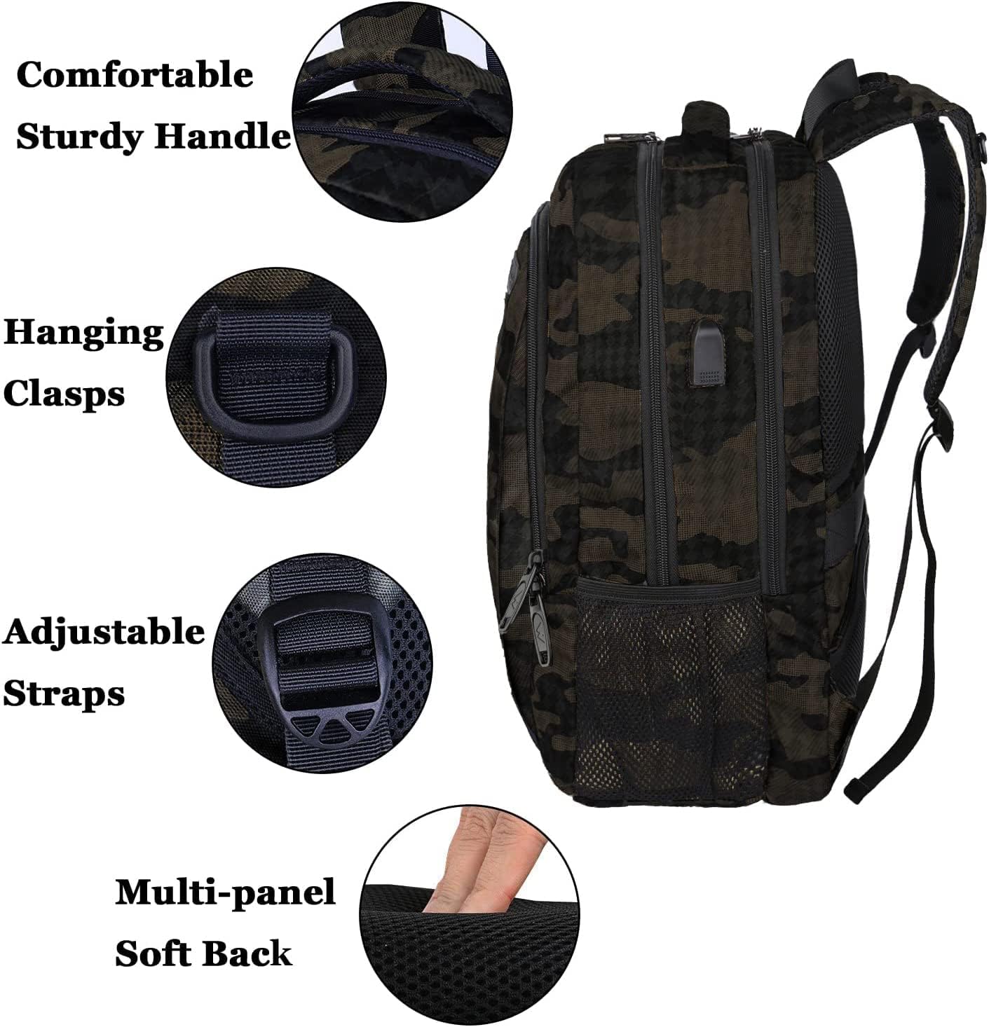 MATEIN 15.6 Inch Laptop Backpack, Sturdy Business Travel Laptop Bagpack with USB Charging Port, Sturdy Carry On Water-Resistant Daypack for Work College Bookbag Men Women Computer Backpack