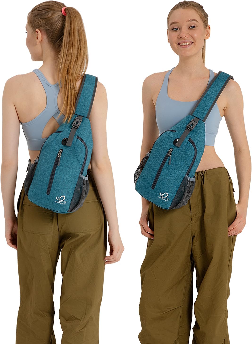 WATERFLY Crossbody Sling Backpack Sling Bag Travel Hiking Chest Bag Daypack