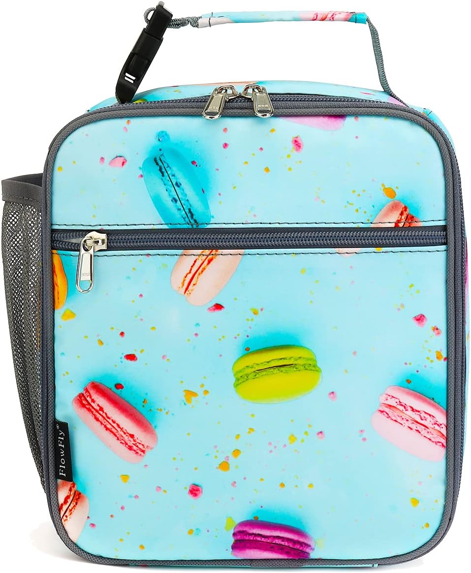 FlowFly Kids Lunch box Insulated Soft Bag Mini Cooler Back to School Thermal Meal Tote Kit for Girls, Boys, Biscuits