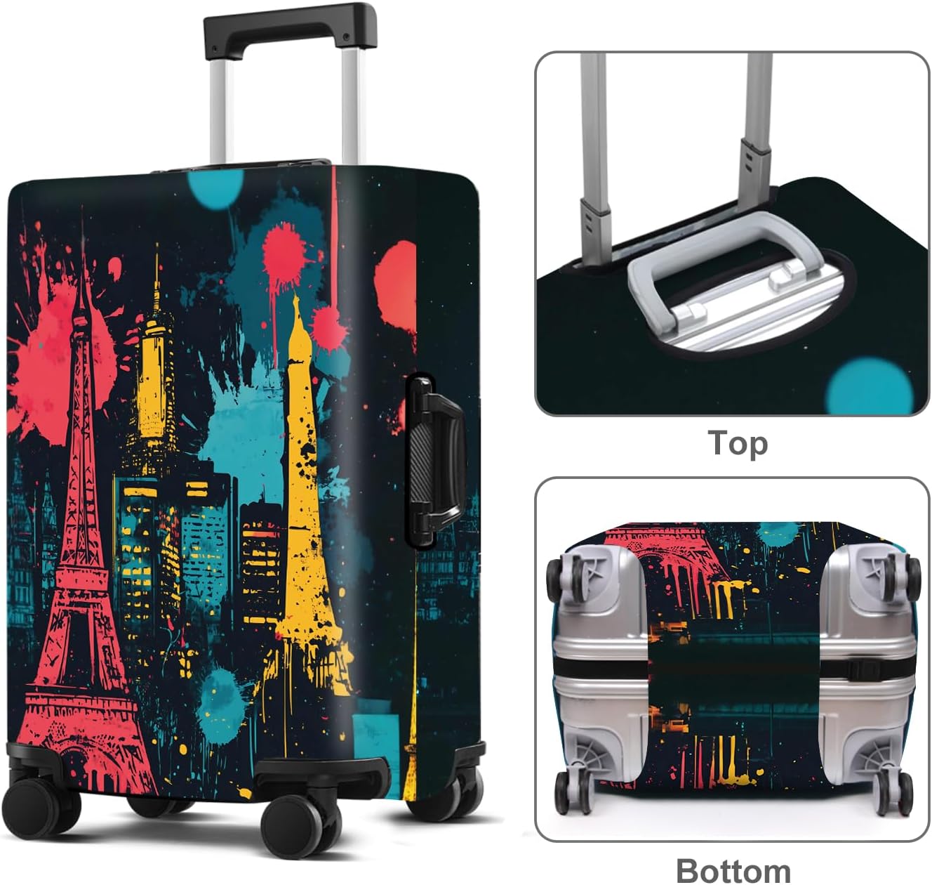 Luggage Cover Washable Suitcase Protector Anti-scratch Suitcase cover Fits 20-34 Inch Luggage (Tower-4, XL(32-34inch suitcase))