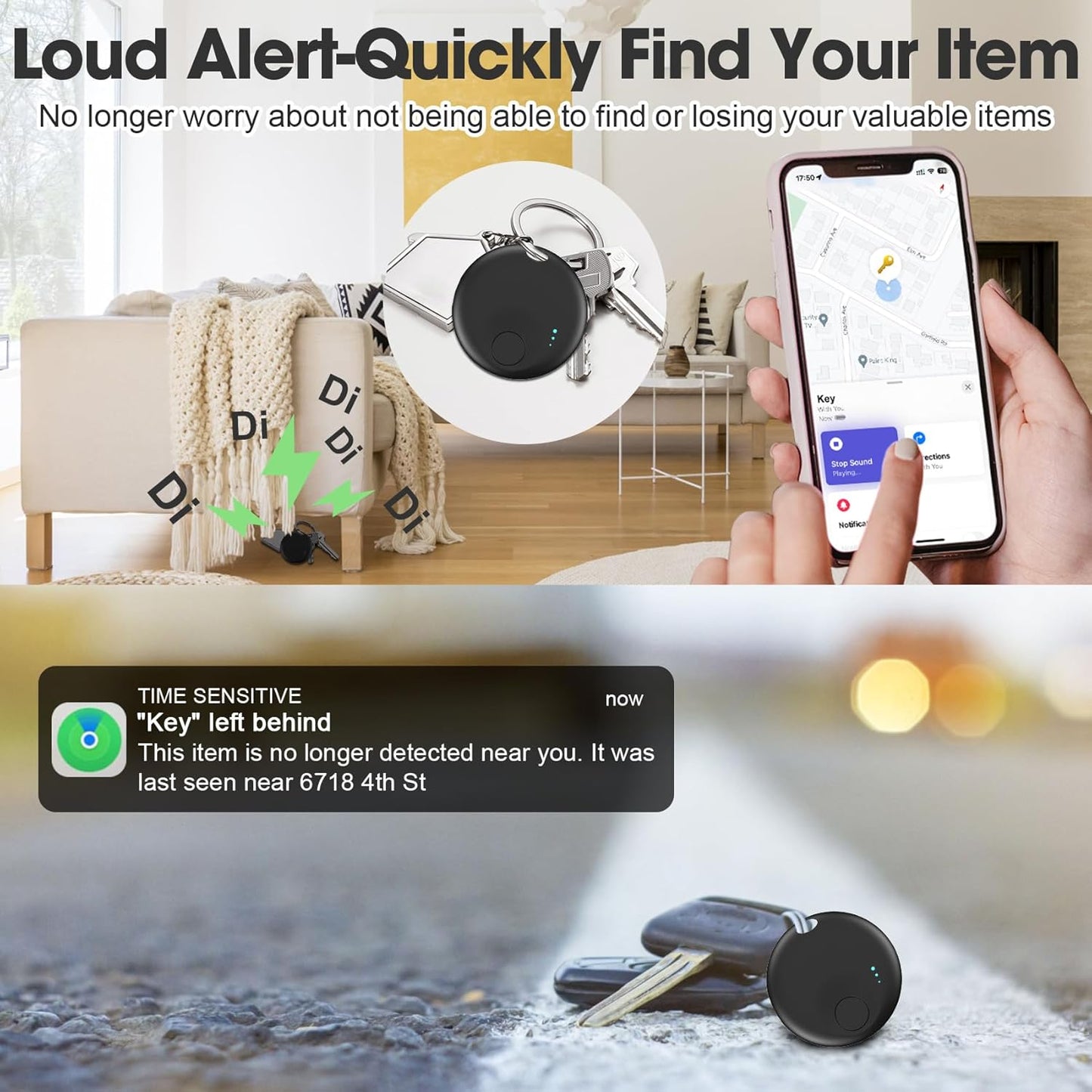 Air Tag for Android or iOS, Air Tags-4 Pack Smart Tag, Dual System Both iOS and Android Tracker Tags, Find My or Google'S Find Hub App, Keys Finder Item Locator for Wallets, Suitcases (Black)