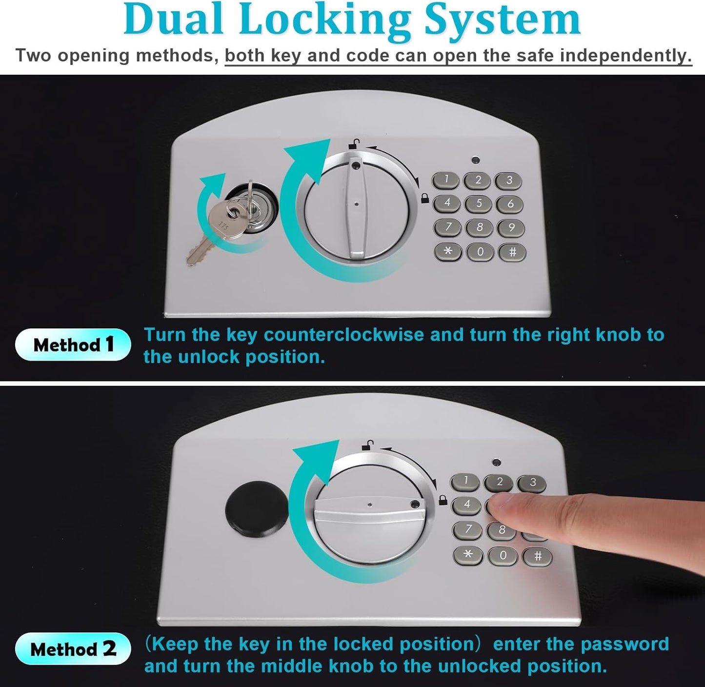 Dalmbox Portable Metal Safe Box with Digital Code Lock,Fire Resistant Storage for Documents, Fireproof Safe Box, Car, Home, Office and Outside, Black Box