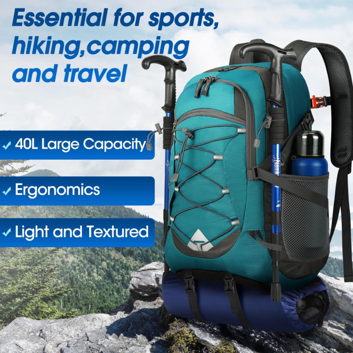 IGOLUMON Hiking Backpack 40L Packable Lightweight Camping Backpack Men Women Waterproof Hiking Daypack Outdoor Travel Daypack