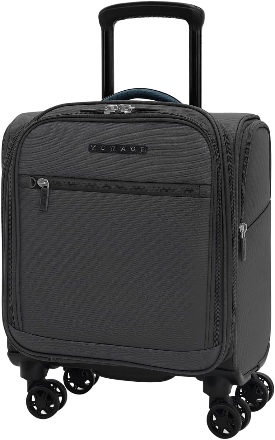 Verage Under Seat Luggage with Wheels, Softside Small Suitcase Spinner Carry On Luggage Bags for Airlines Airplanes Short Trip Men Women (Grey, 14-Inch Underseat)