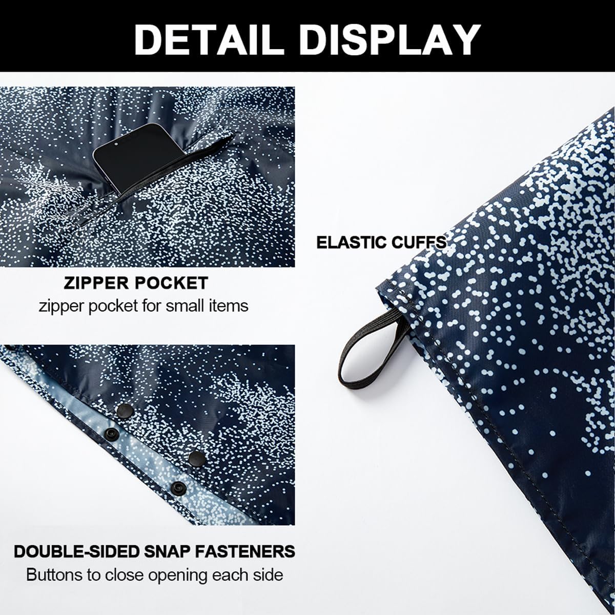 Rain Poncho Jacket Coat Hooded Zipper Style for Women/Men/Adult with Pocket
