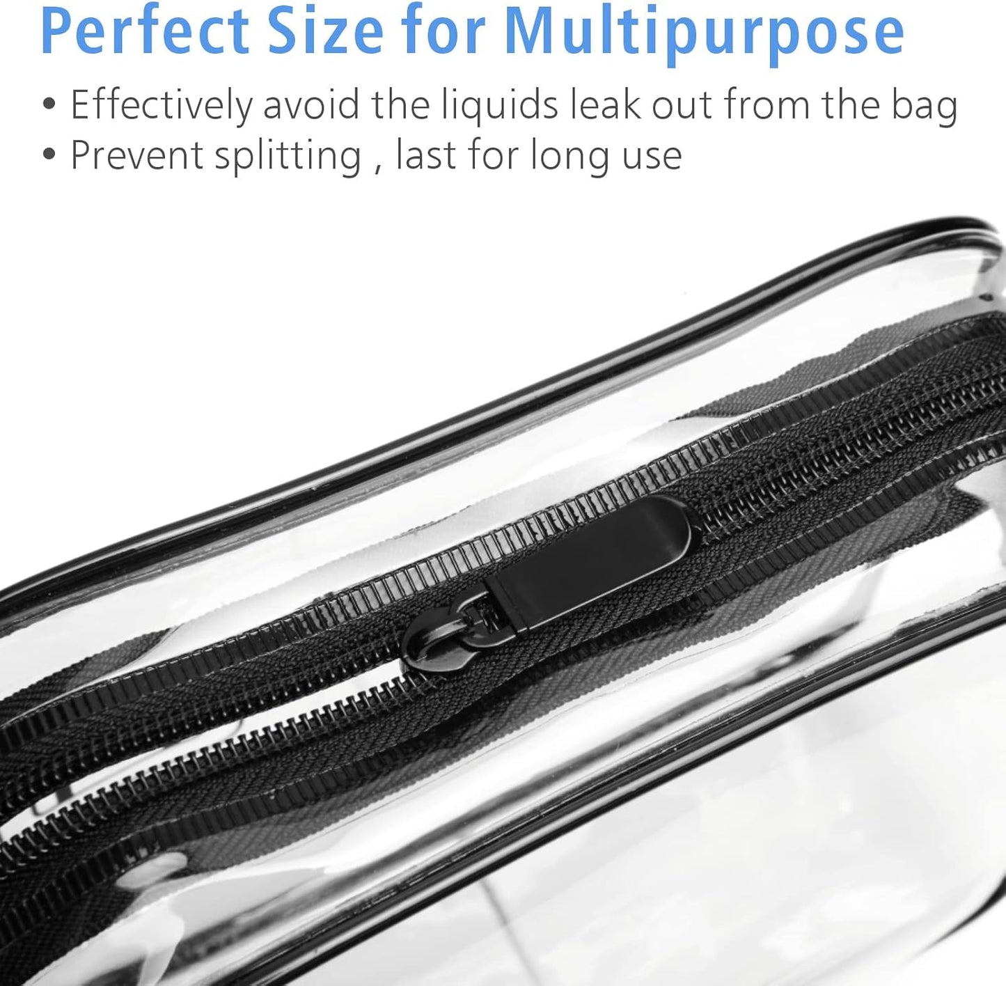 PACKISM TSA Approved Toiletry Bag - Clear Makeup Bags in 2 Size, Durable with Supporting Frame, Perfect for Travel Essentials, Carry-on Airport Airline Compliant Bag, Black