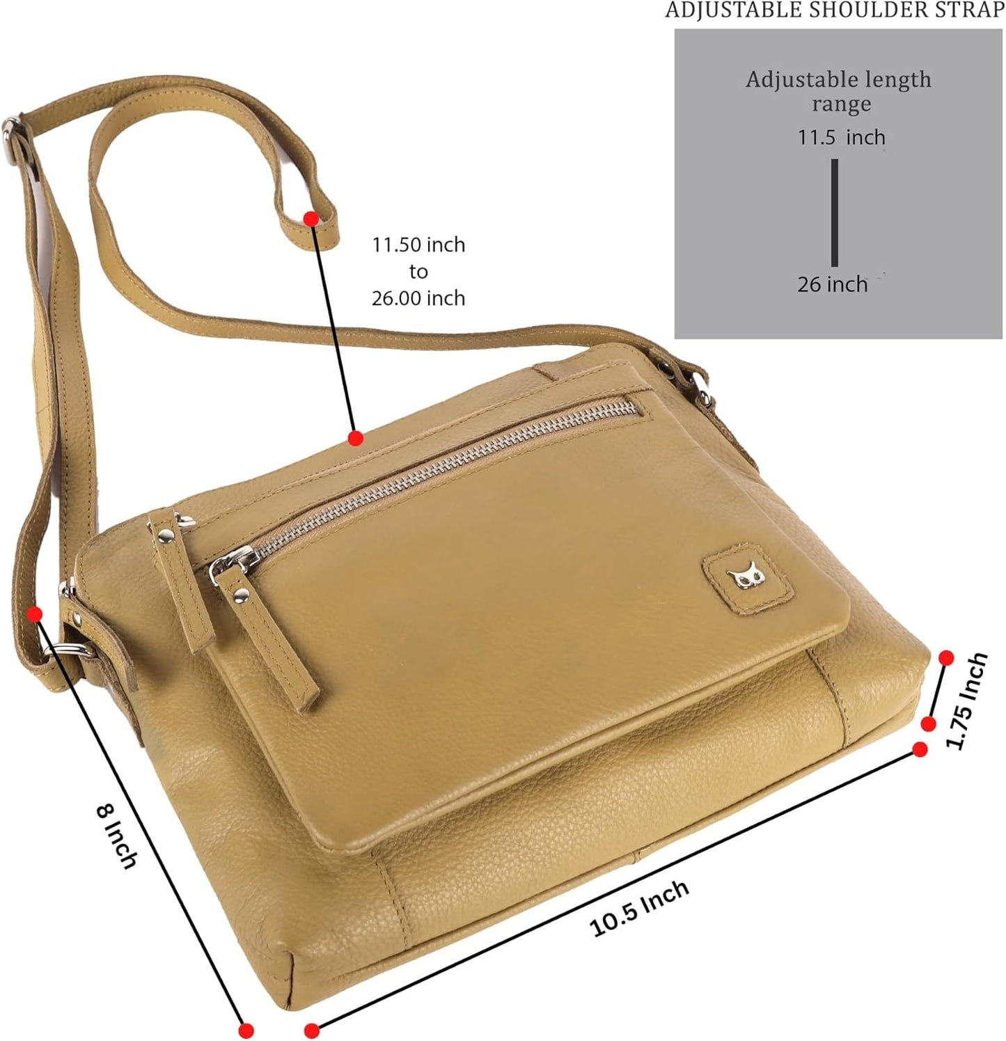 Wise Owl Accessories Small Soft Pebbled Real Leather Crossbody Handbags Purses Sling Crossover Shoulder Bag