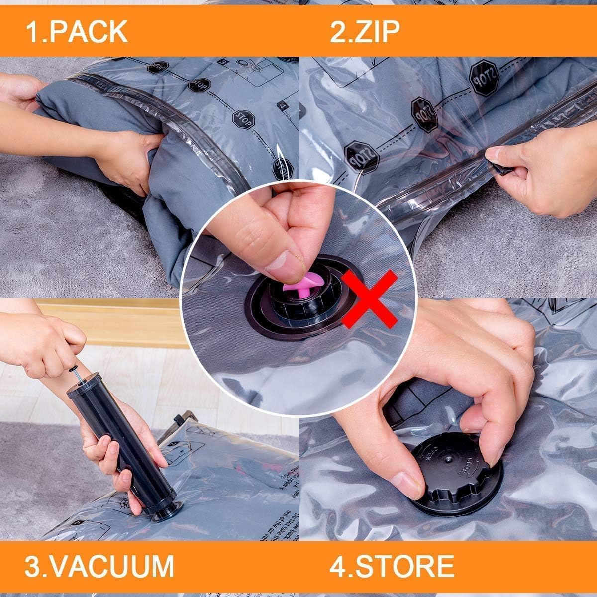 10 Jumbo Vacuum Storage Bags with Electric Pump,Plastic Packaging Bags, Space Saver Bag for Clothes, Mattress, Blanket, Duvets, Pillows, Comforters, Travel