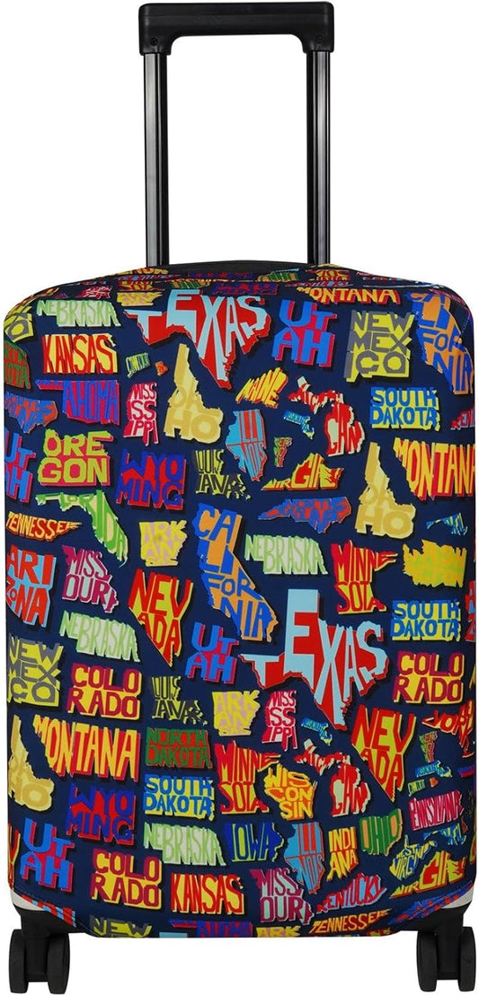 Explore Land Travel Luggage Cover Suitcase Protector Fits 27-30 Inch Case (America Map, L)