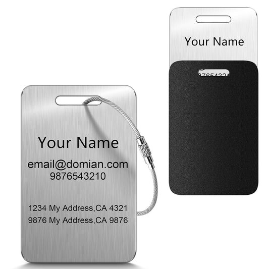 Stainless Steel Personalized Luggage Tags for Suitcases - Custom Name ID Travel Tags for Luggage, Backpacks and Bags - Metal Travel Essentials Accessories for Kids, Women and Men - Bulk Set (3 Pack)