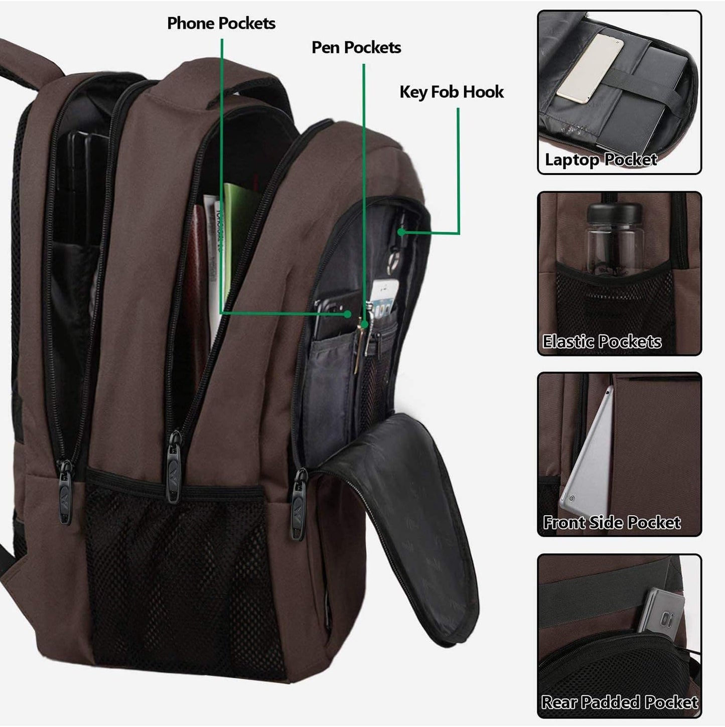 MATEIN 15-inch Laptop Backpack, School Backpack with USB for Men Women and College Student, Sturdy Laptop Bag for Laptop Accessories Water Resistant Travel Backpack Functional Birthday Gifts