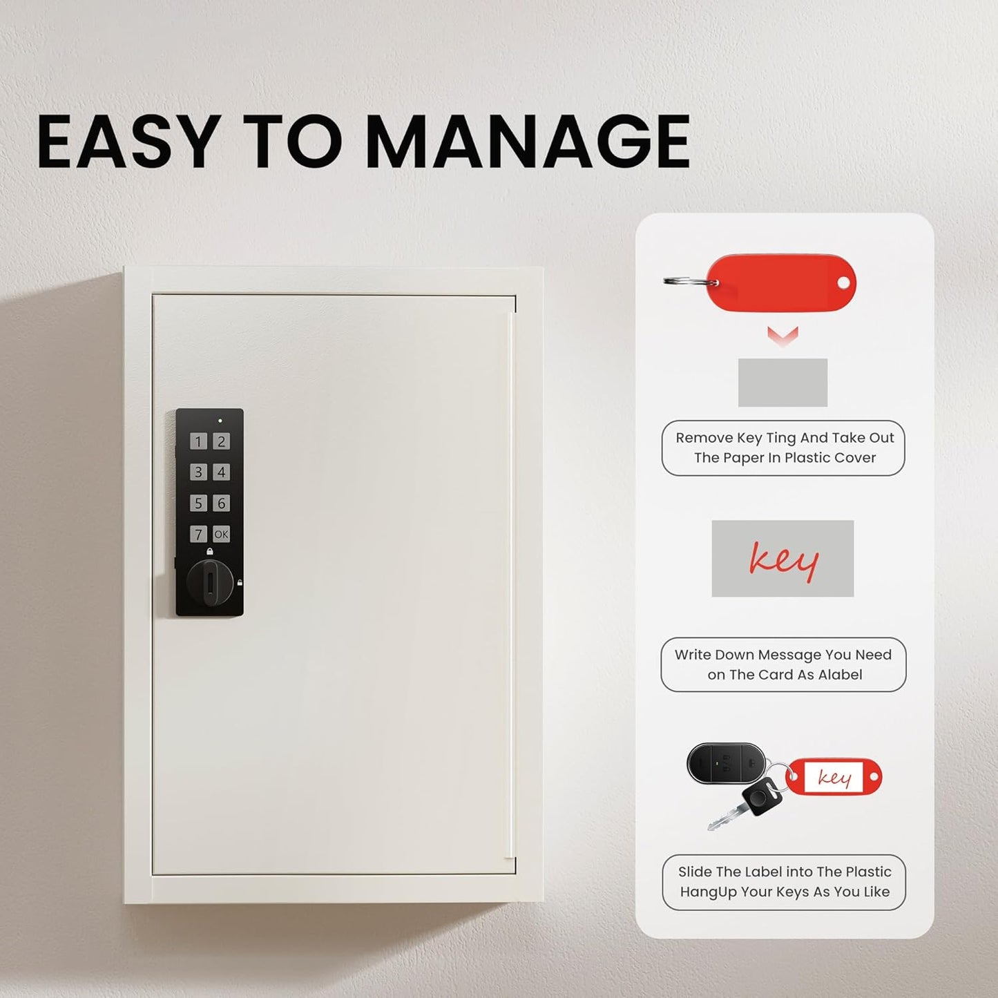40 Keys Electronic Key Lock Box for Keys with Code, Private/Public/Password Hiding Mode Key Cabinet Wall Mount for Garage/Property Management Key Storage