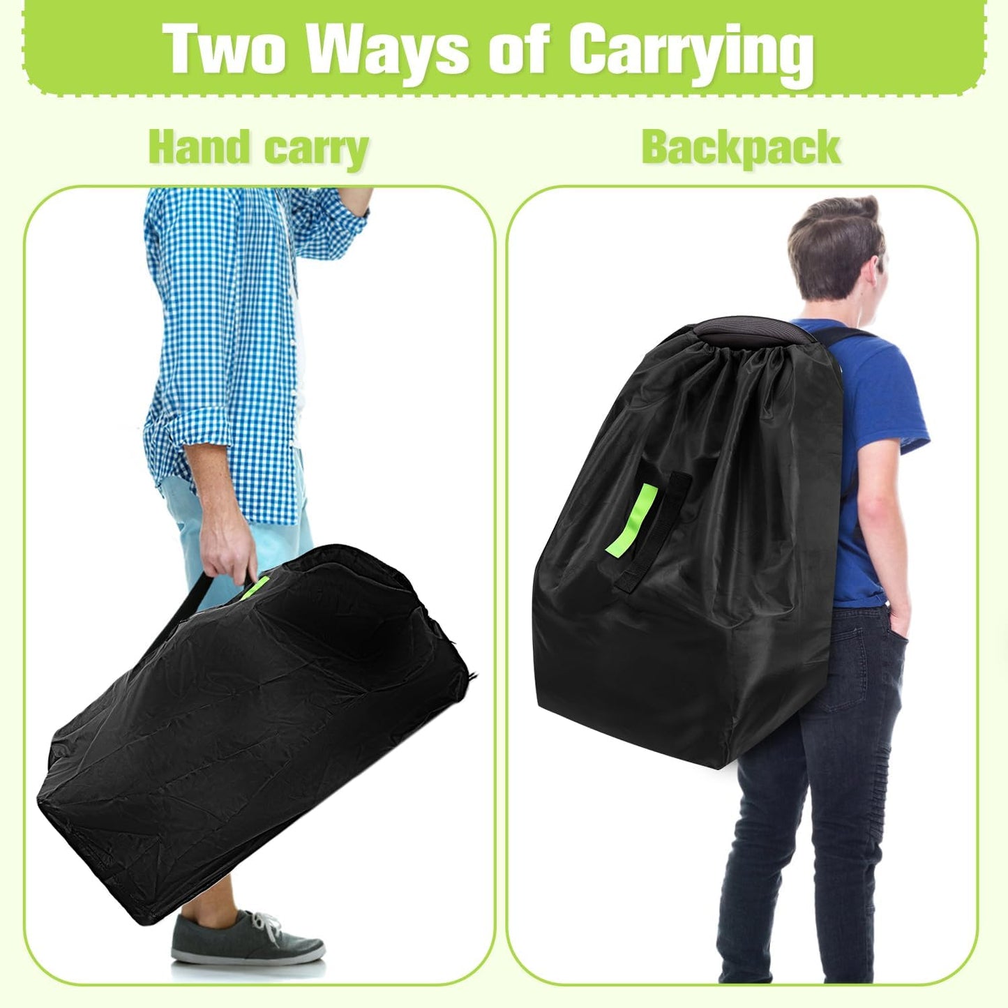 Car Seat Bags For Airplane Travel, Durable Carseat Cover For Air Travel Car Seat Travel Bag with Shoulder Straps and 2pcs Luggage Tags For Airplane