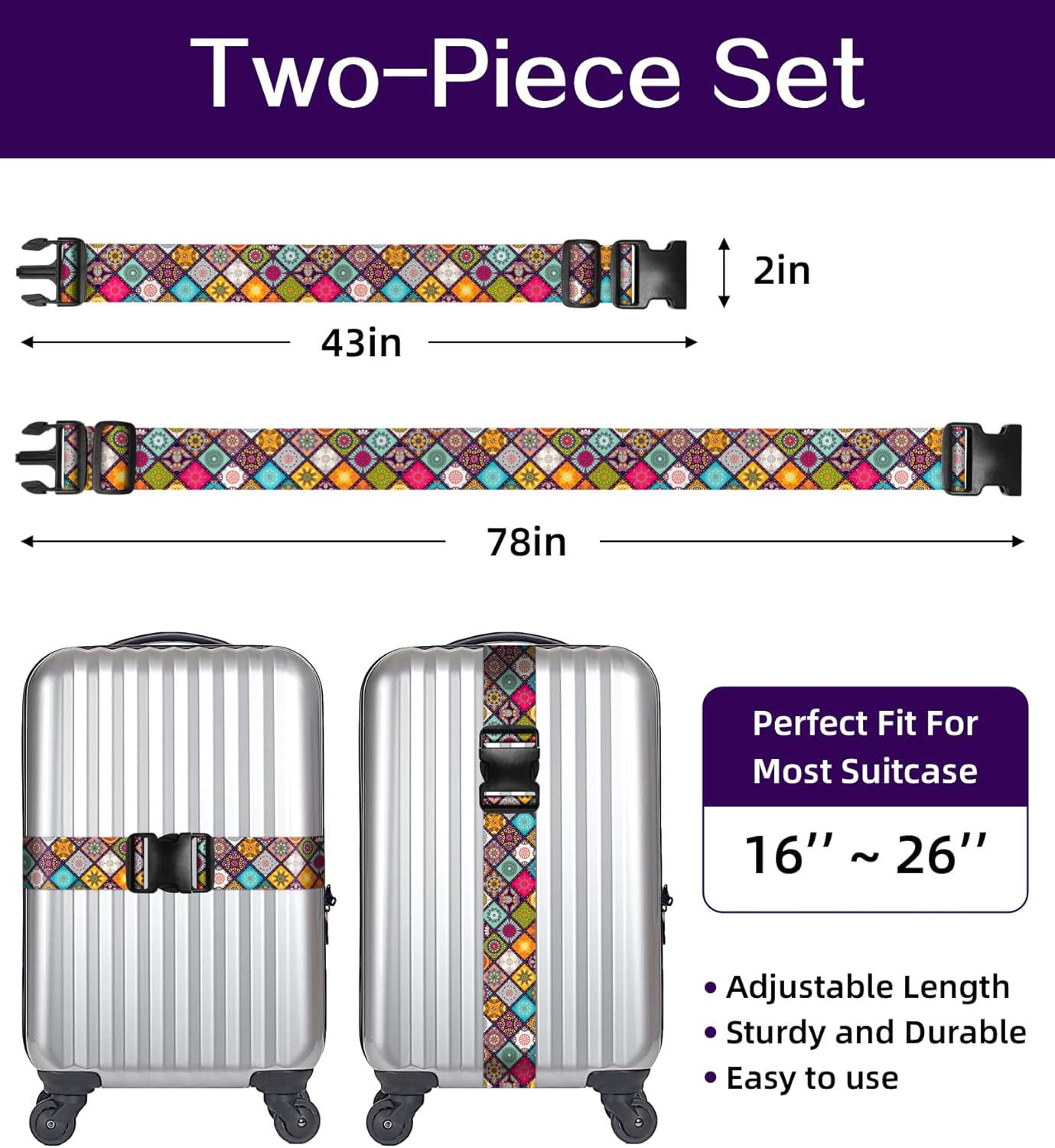 Luggage Straps for Suitcases Travel Belt Luggage Band Heavy Duty Traveling Luggage Identifier Cute Women Girls Unique Accesory,