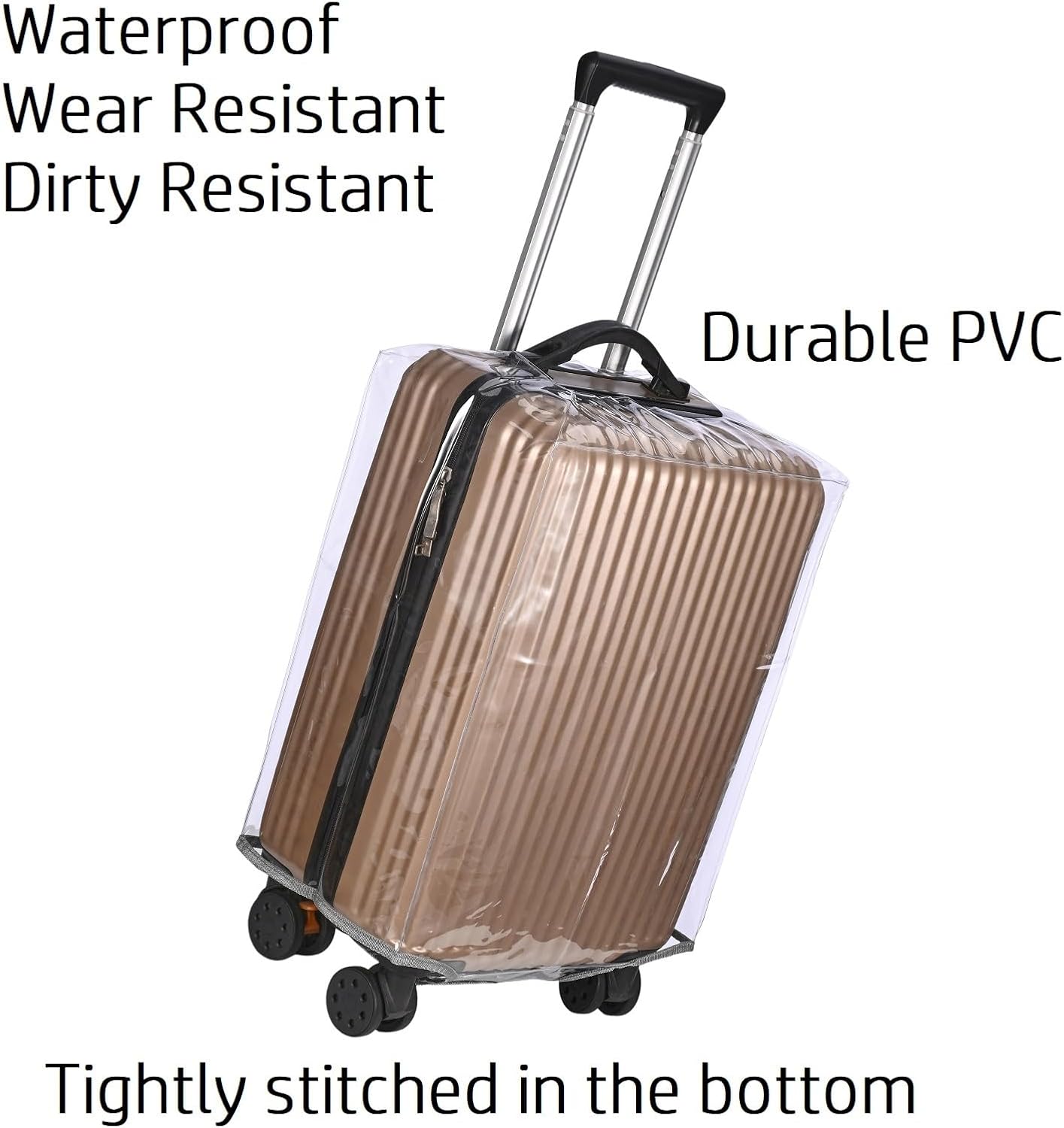 FABWAY Clear PVC Suitcase Cover - Thicken Wheeled Cover, Transparent, Waterproof & Dustproof - 28"