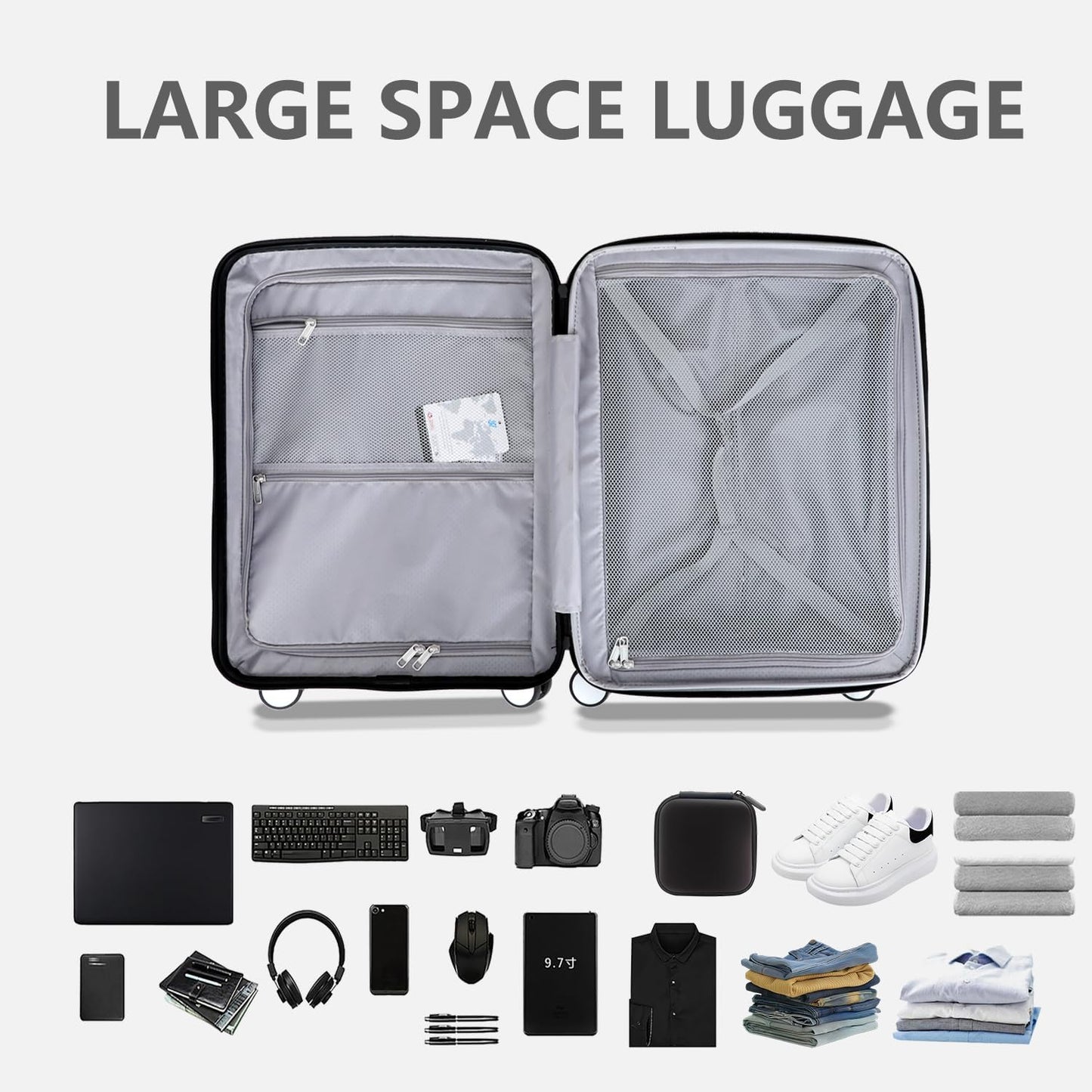 28 Inch Luggage with Spinner Wheels, Lightweight Expandable PC Hardside Large Checked Luggage with TSA Lock, Durable Rolling Suitcase, Champagne