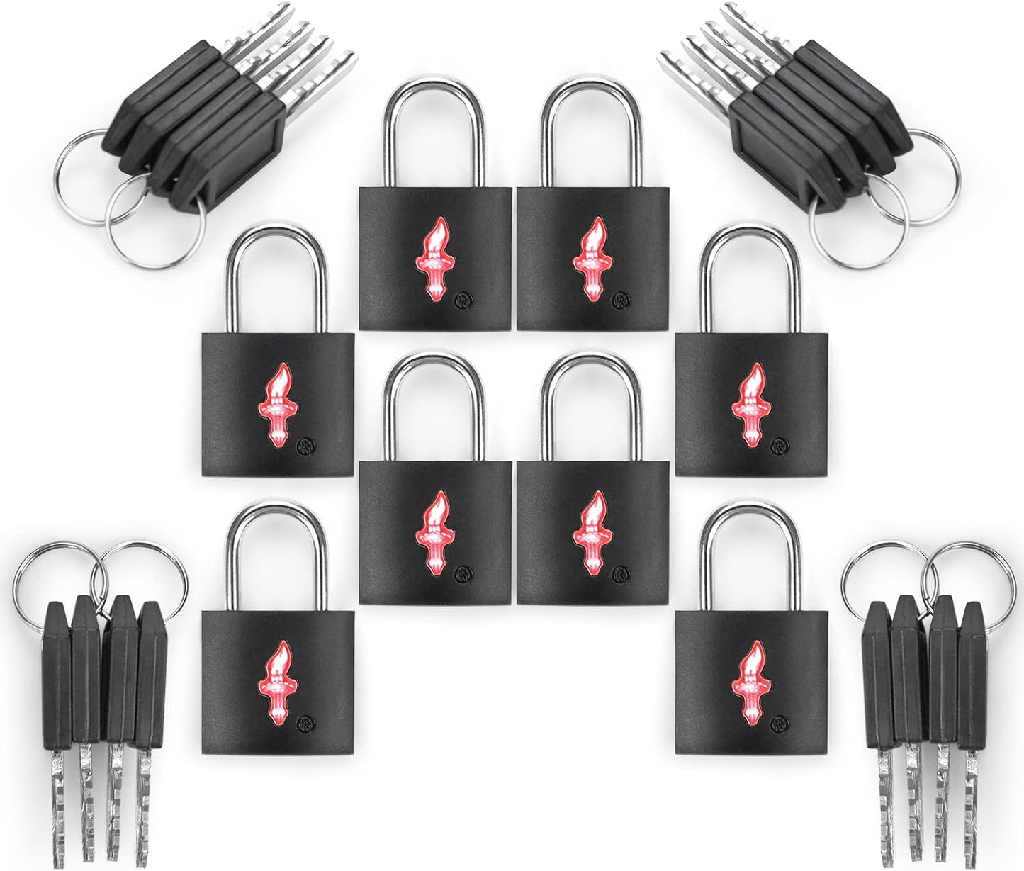 TSA Approved Locks for Luggage Set of 8 TSA Accepted Key Travel Suitcase Locks Padlock Apply to Locker Lock, Suitcase, Carry On, Backpack, Laptop Bag (Black 8 Pack)