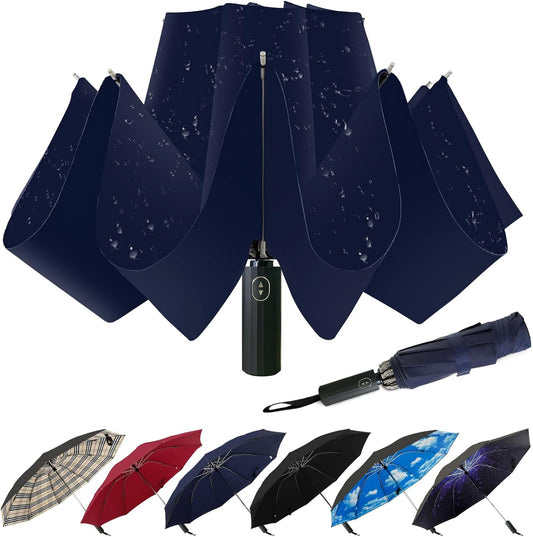 LLanxiry Compact Travel Umbrella, Mini Windproof Umbrellas for Rain & Sun, Small Lightweight Outdoor UV Umbrella, Portable Folding Umbrellas for Travel