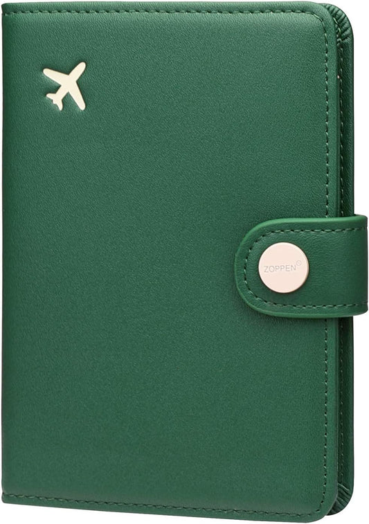 ZOPPEN Passport Holder Women, Passport Cover Travel Wallet Rfid Blocking Passport Wallet Cover Case Travel Essentials Document Organizer, Grass Green