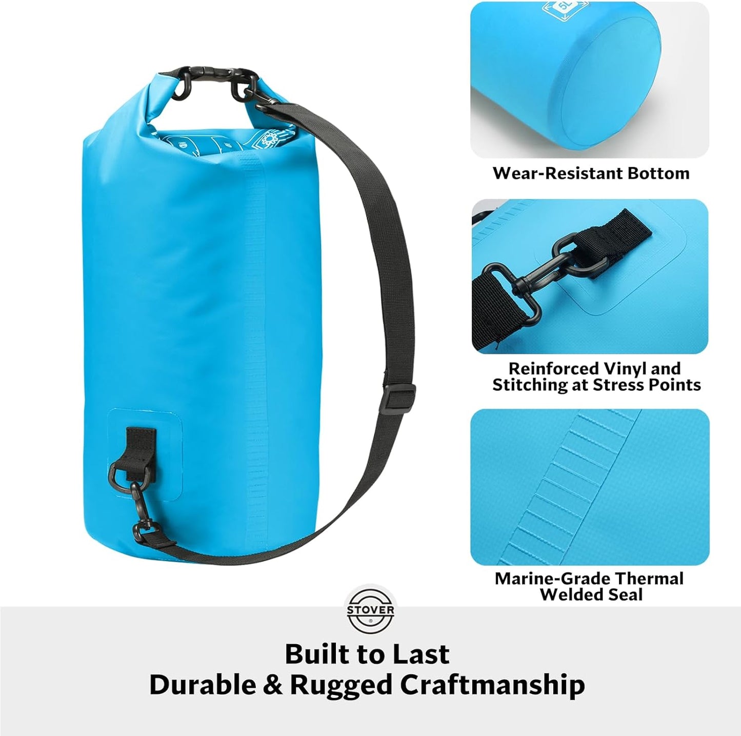 STOVER 5/10/25/30/40/55L Waterproof Backpack- Floating Dry Bag for Kayaking, Travel, Beach, Hiking, & Camping, Men/Women
