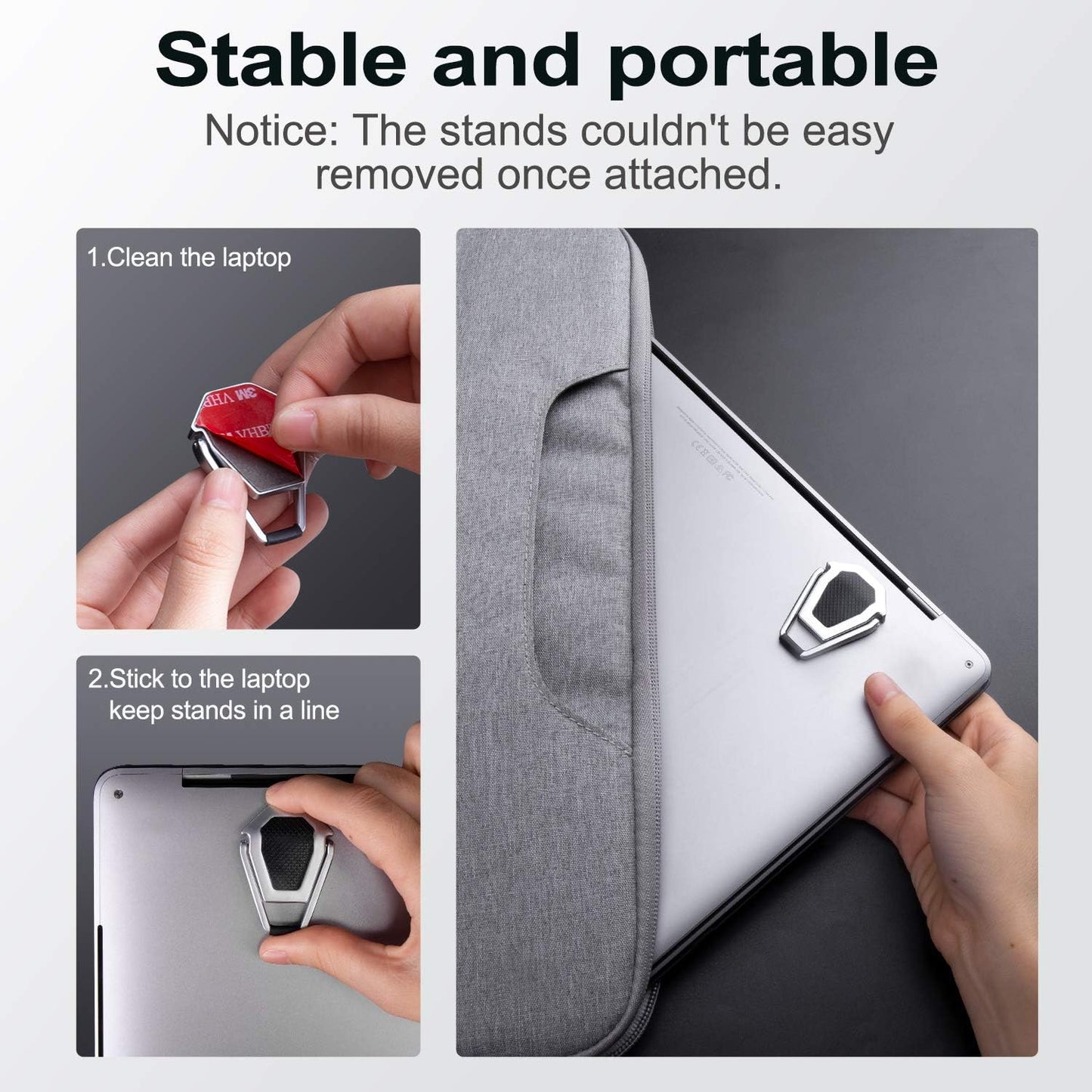 Laptop Stand for Desk, Portable Anti-Slip Keyboard Riser, Zinc Alloy Keyboard Stands, Computer Stand Compatible with MacBook Air/Pro, 10-15.6 Inches Laptops and Keyboards (Sliver)