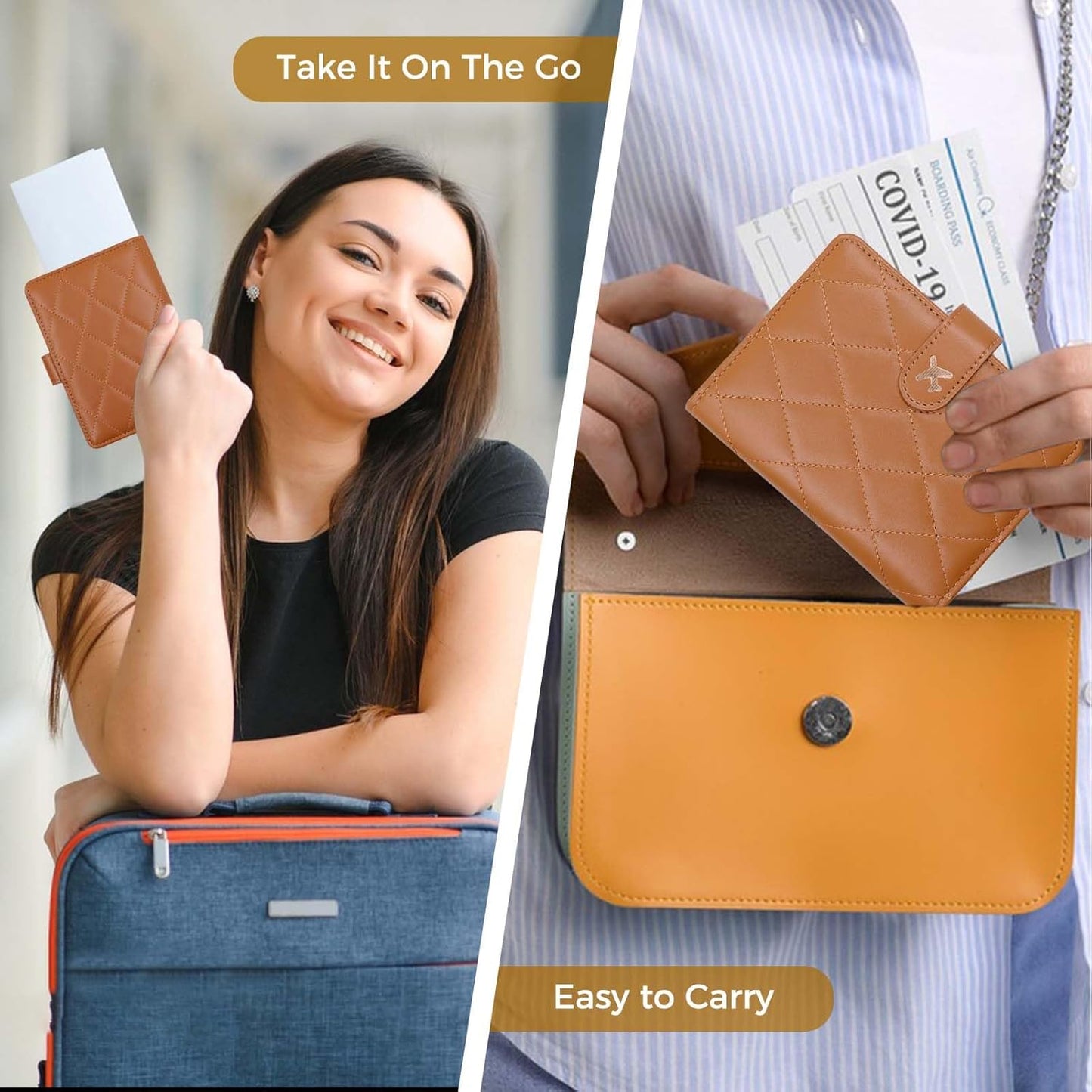 Melsbrinna Premium Leather Passport Holder Covers Case, Waterproof Rfid Blocking Travel Wallet Passport Holder with Pen Holder, Cute Passport Book for Women/Men
