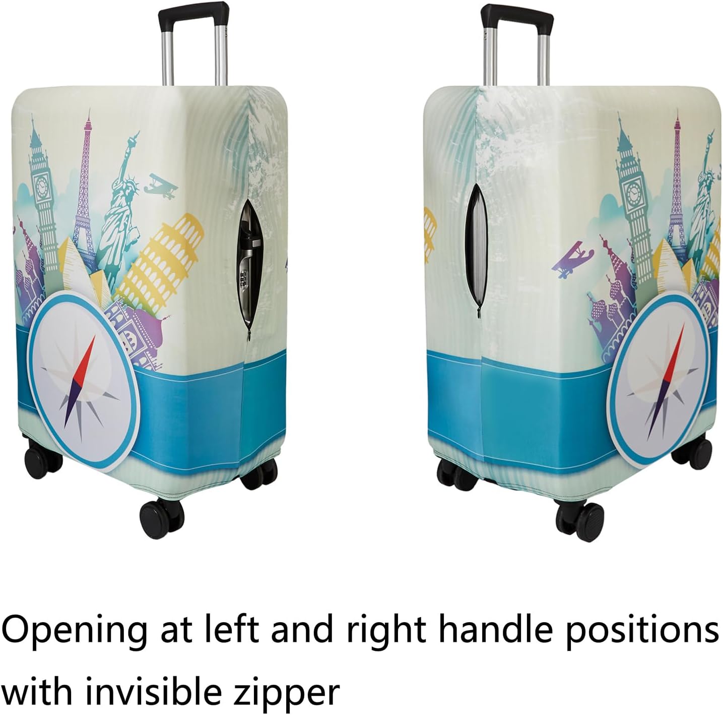 WUJIAONIAO Travel Luggage Cover Baggage Suitcase Cover Protector Skins 18-32 Inch (compass, L (for 25-28 inch luggage))