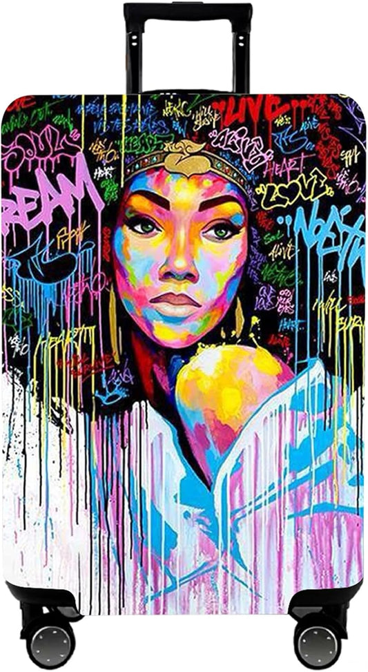 WUJIAONIAO Travel Luggage Cover Baggage Suitcase Cover Protector Skins 18-32 Inch (Graffiti A8, M (for 22-24 inch luggage))