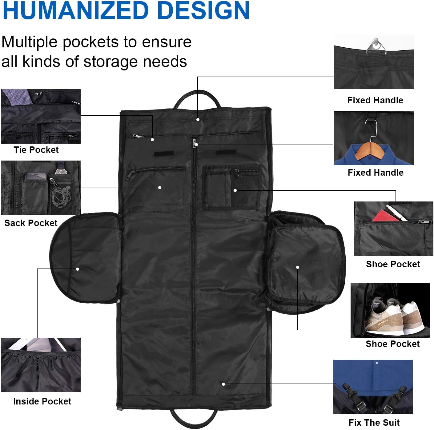 seyfocnia Convertible Travel Garment Bag,Carry on Garment Duffel Bag for Men Women - 2 in 1 Hanging Suitcase Suit Business Travel Bag