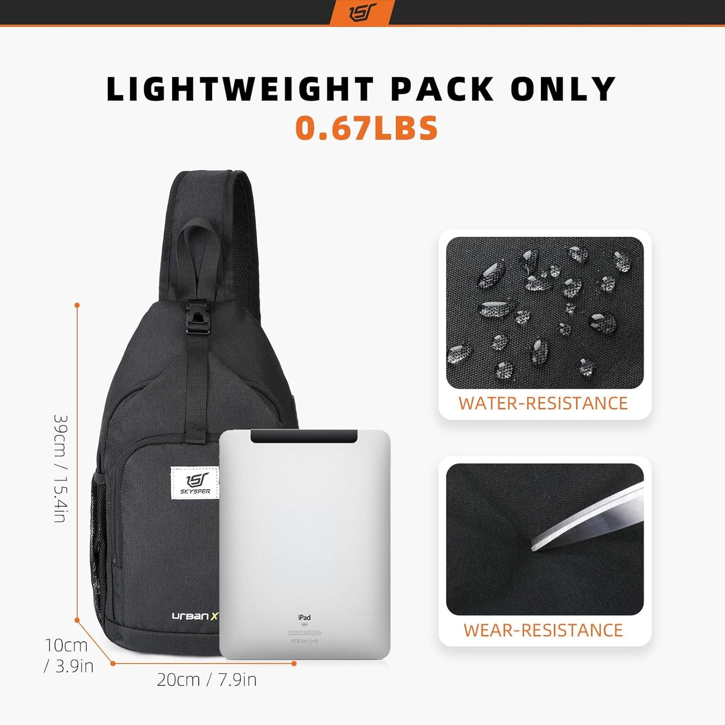 SKYSPER Sling Bag RFID Crossbody Sling Backpack Cross Body Shoulder Bag Travel Hiking Daypack for Women Men