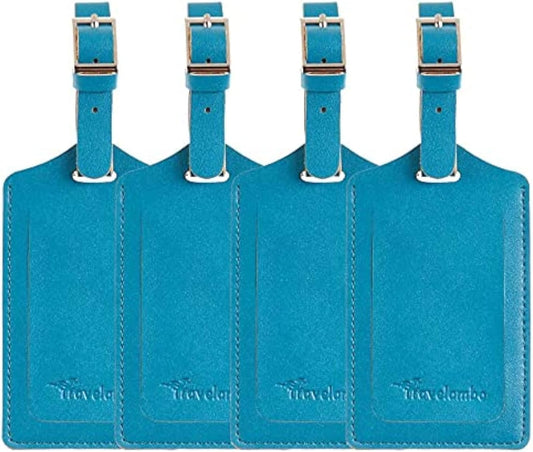 Travelambo Luggage Tags for Suitcases PU Leather Travel Tags Bag Tags Privacy Protection Travel Essentials